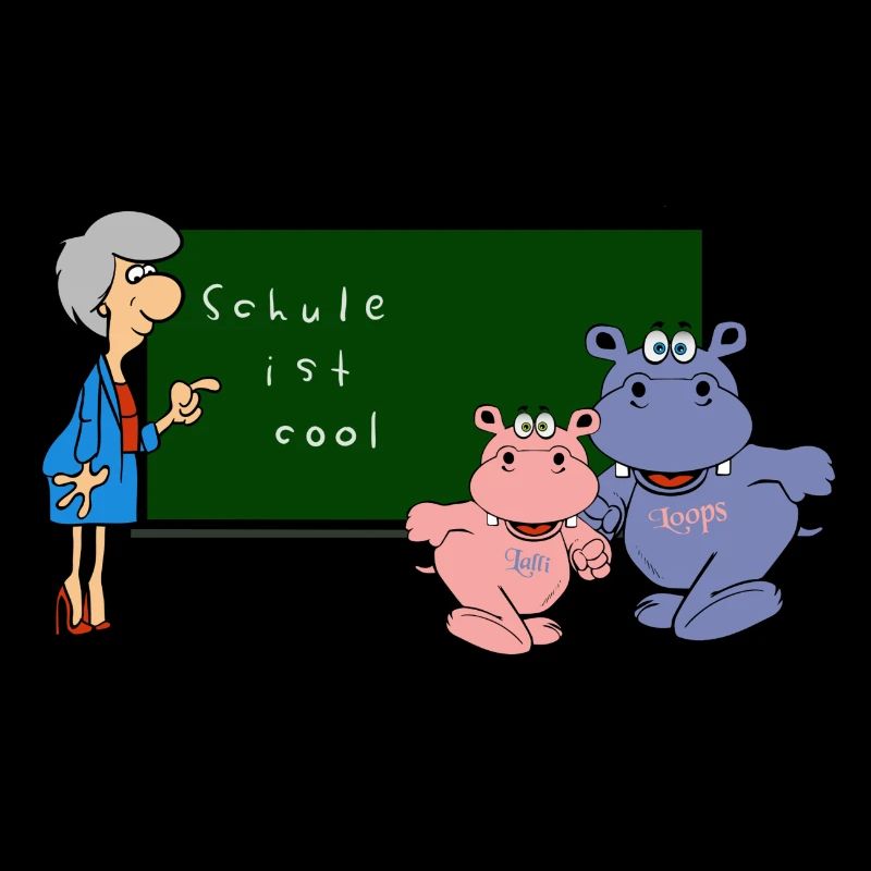 nilpferd schule lehrer kinder vorschule hippo tier