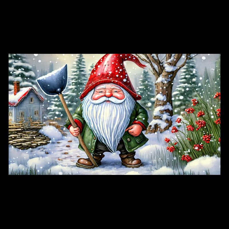 Mignons petits gnomes de la vie quotidienne – pelleter de la neige
