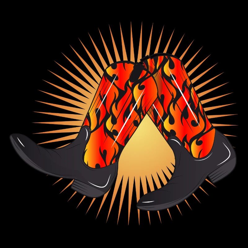 extravagant western boots with flame pattern