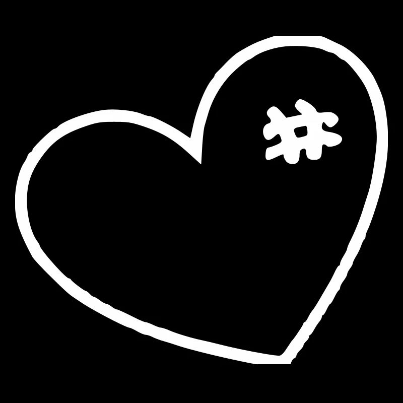 Coeur blanc avec points de suture