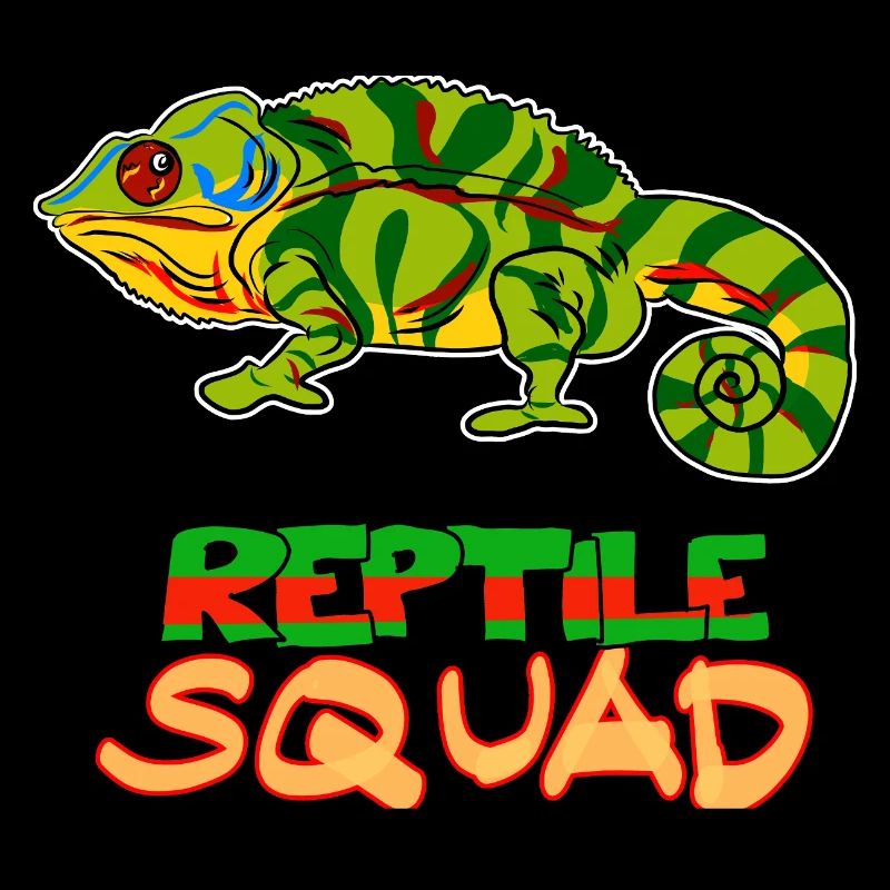 Reptile Squad Colorful Chameleon Art