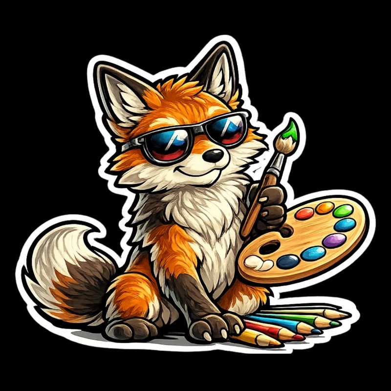 Naughty Fox Painter with Palette
