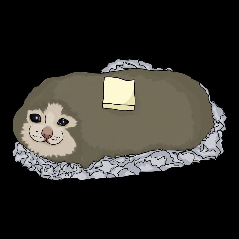 illustration de mème de chat de pomme de terre triste