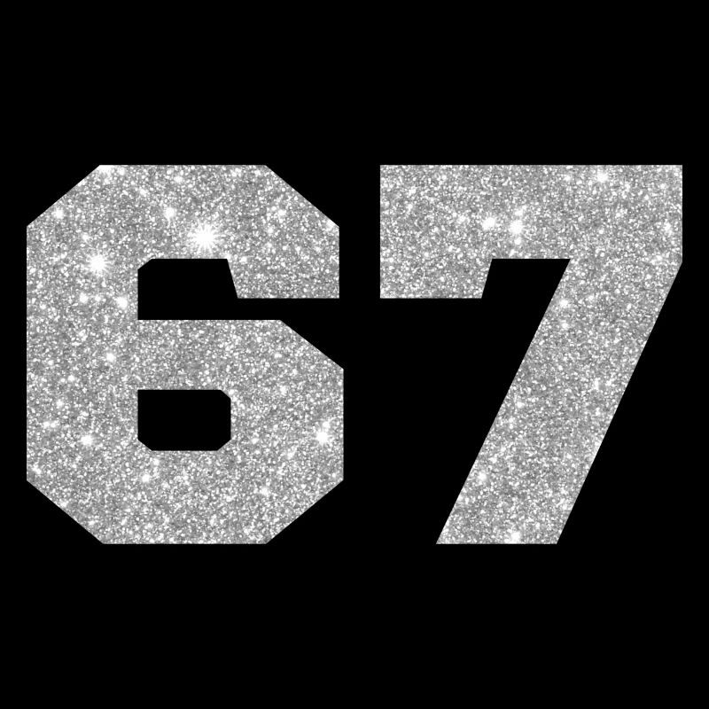 Number 67 Silver Glitter - 67th Anniversary