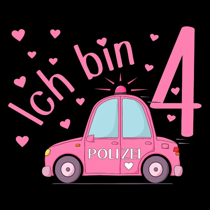 Polizeiauto Ich bin 4 Geburtstag Rosa