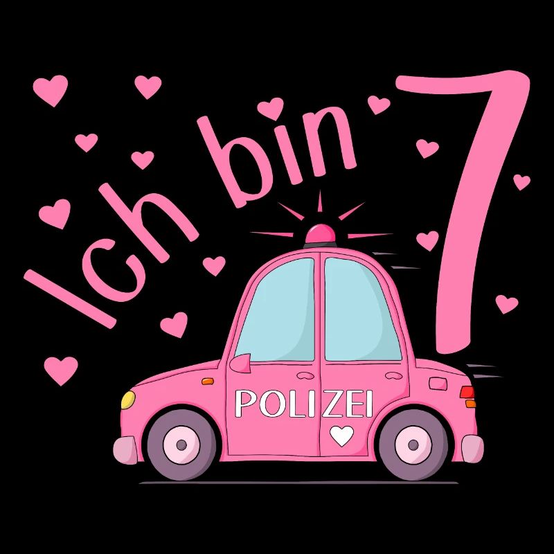 Polizeiauto Ich bin 7 Geburtstag Rosa