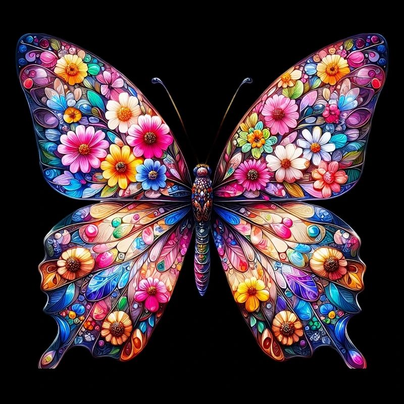 Schmetterling mit Blumen verziert