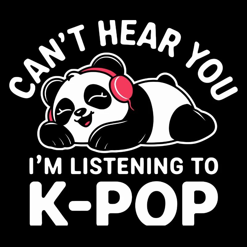 Panda mignon écoutant de la K-pop