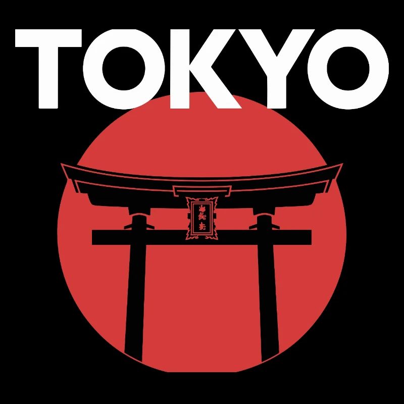 Tokyo torii devant le soleil rouge Japon