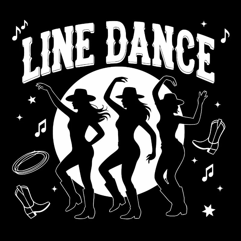 Line Dance Silhouettes Moonlit Night