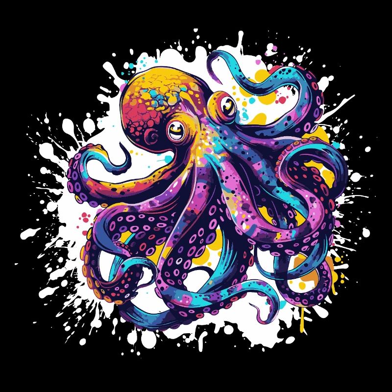 Explosion de couleurs de calmar néon