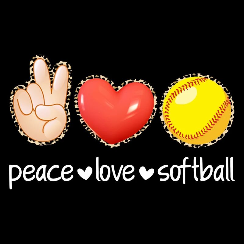 Peace Love Softball Imprimé Léopard Filles Softball