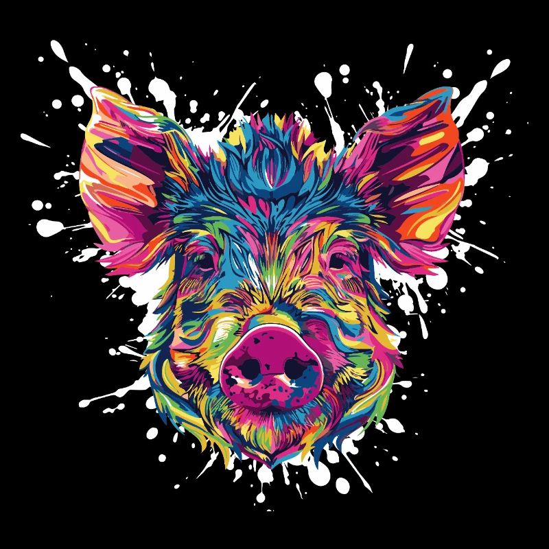 Farbexplosion Schweinekopf