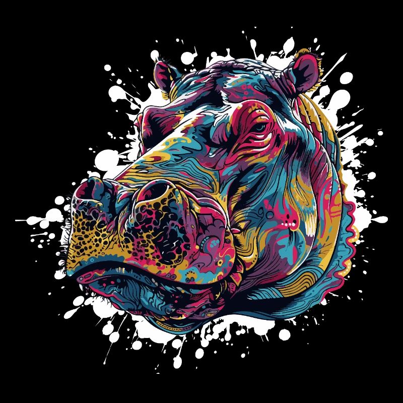 Bunter Hippo Farbspritzer