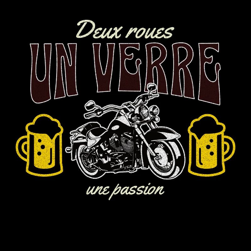 Deux roues un verre une passion t-shirt moto