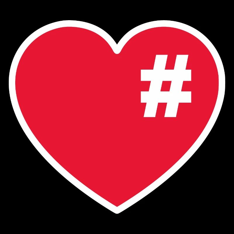Herz mit hashtag raute