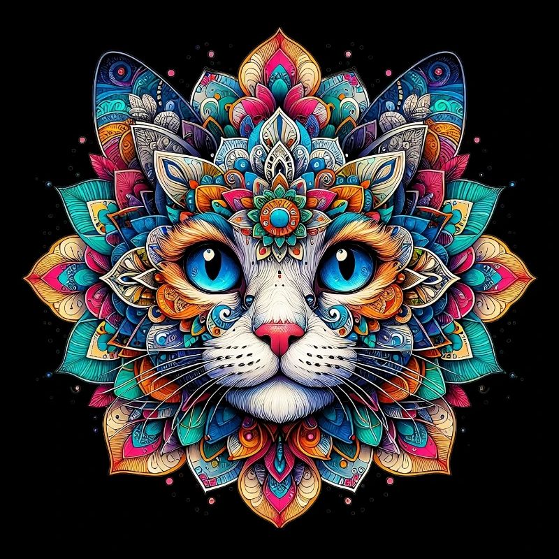 Chat décoré de Mandalas
