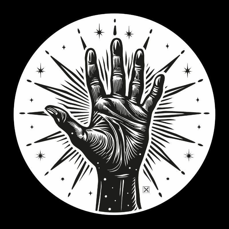 Sternhand mit Blitzen