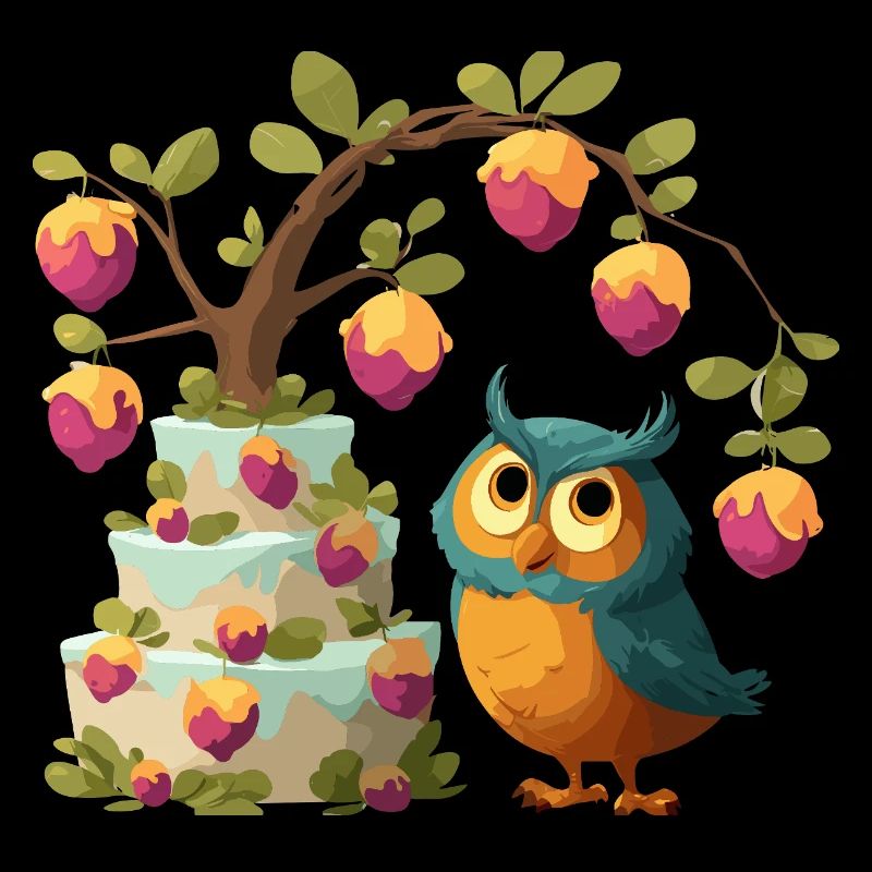 Eule am Obstkuchenbaum