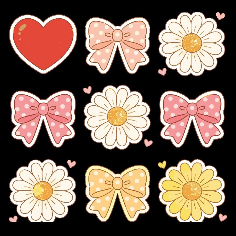 Pastel Daisy Bows Heart Pattern