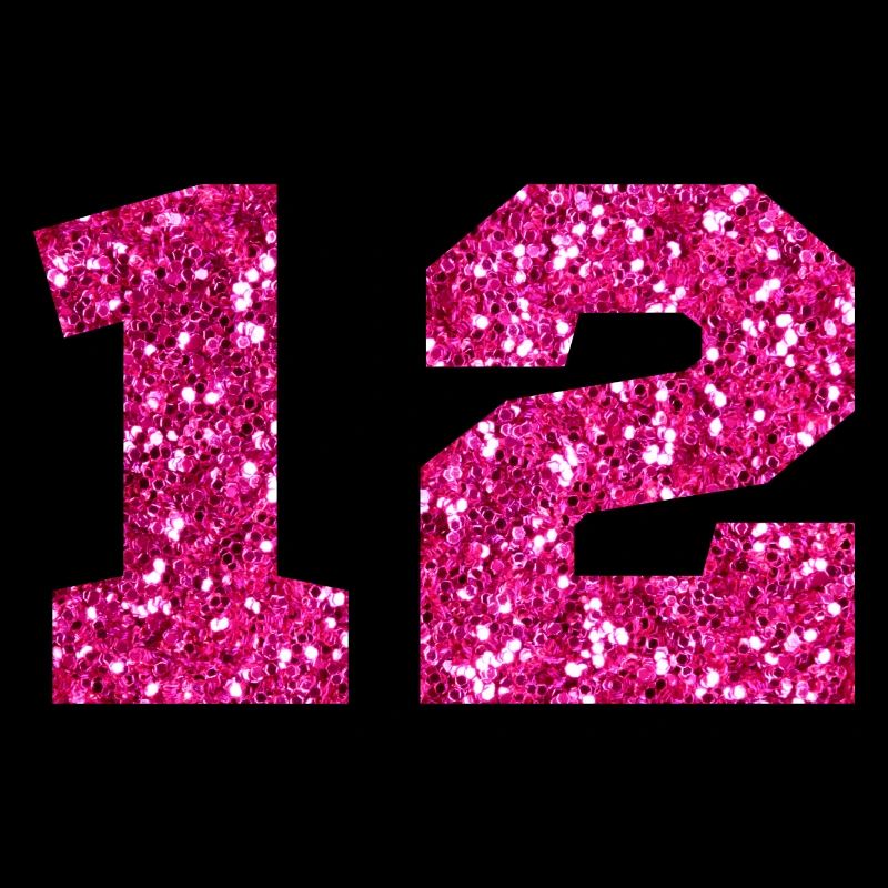 Numéro 12 paillettes rose - 12e anniversaire