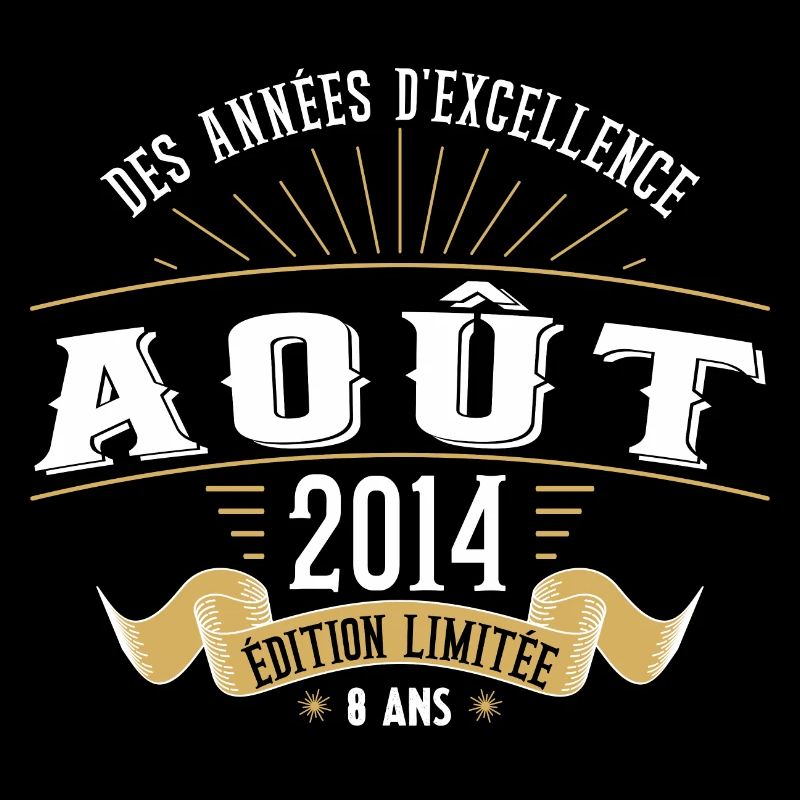 8 Ans Anniversaire Vintage Né(e) en Août 2014