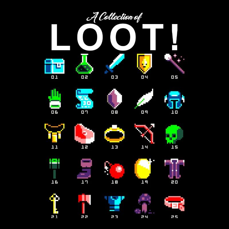 8bit Pixel Sammlung von Beute Gamer Nerd