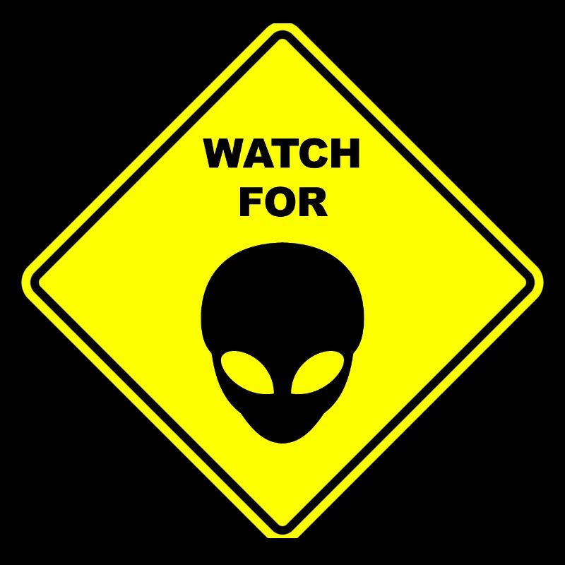 Achten Sie auf das graue Aliens-Schild