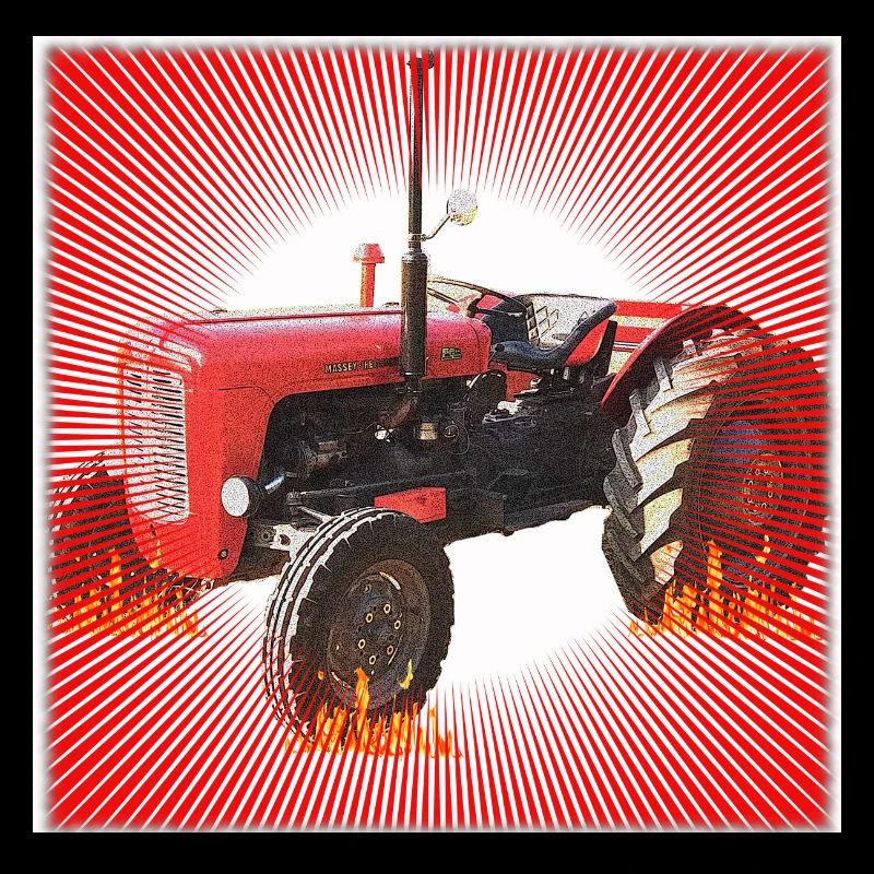 Roter Traktor mit Strahlendes Muster