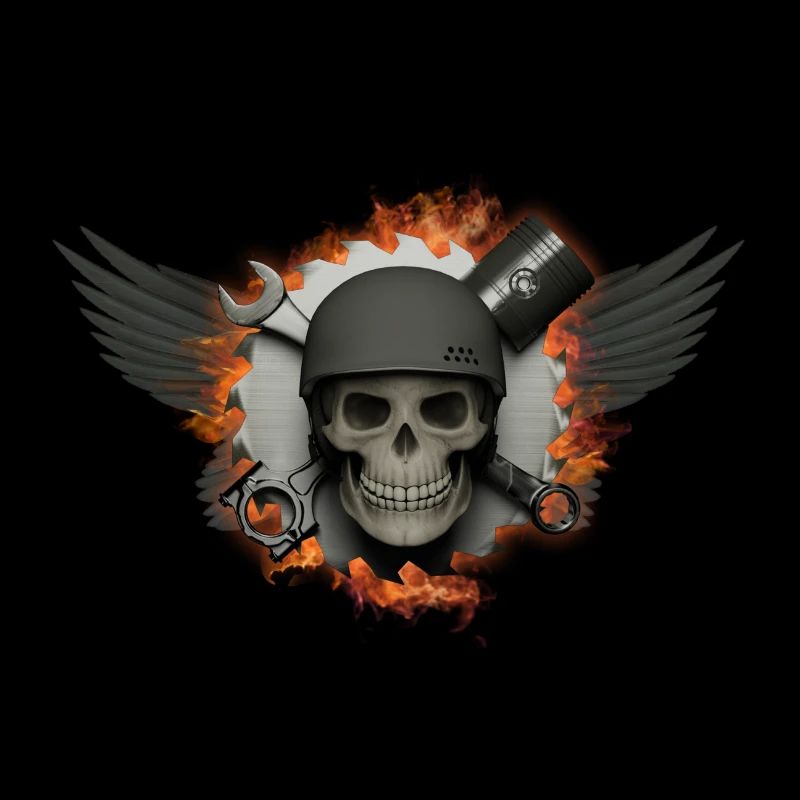 Motorcycle skull skull fire