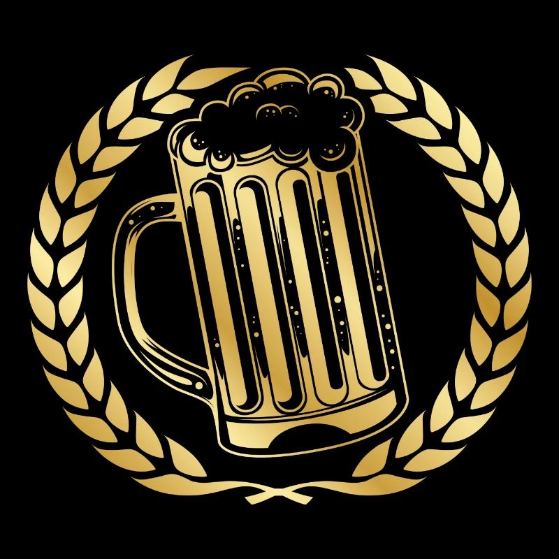 Bier Symbol Bierglas Kranz Gold