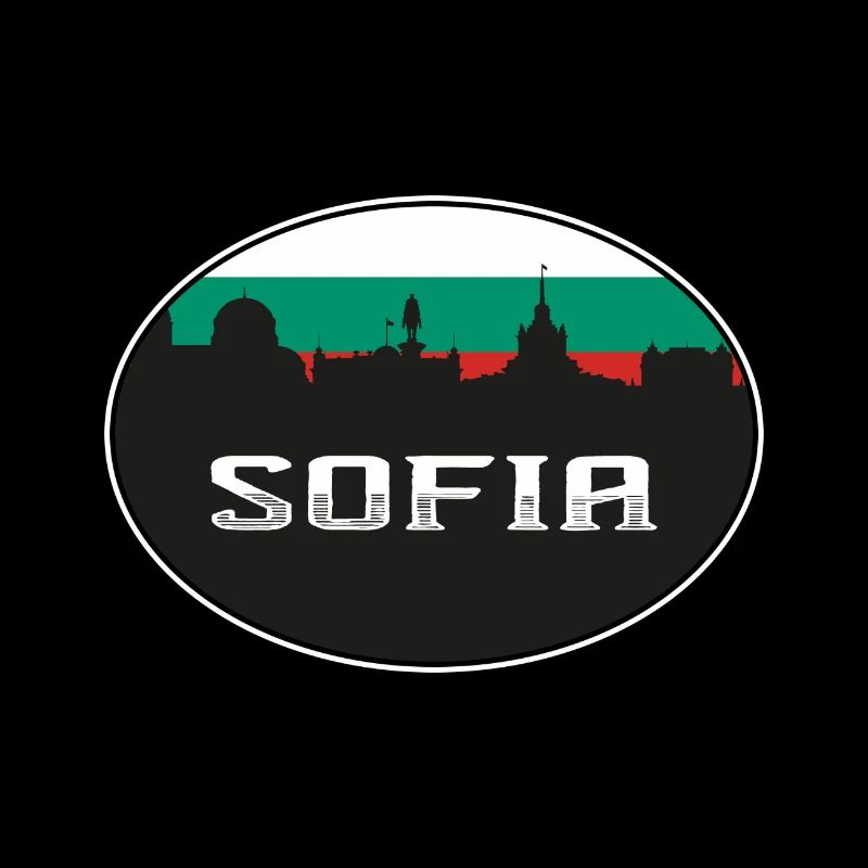 Sofia Bulgaria Skyline Silhouette Bulgarian Flag T