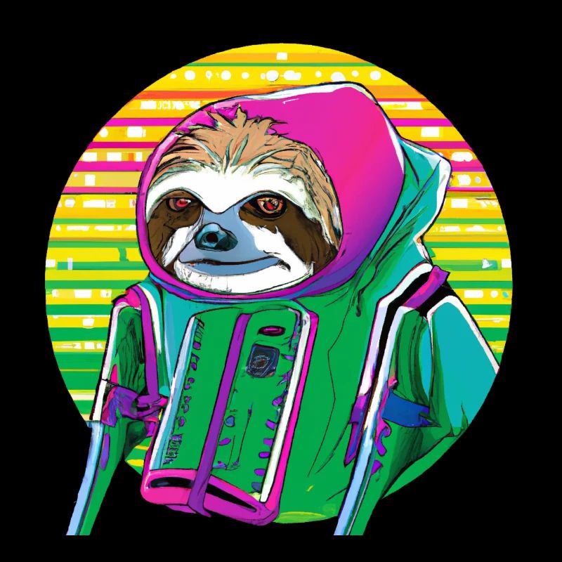 Cyber punk Sloth - style Ukiyo-e.