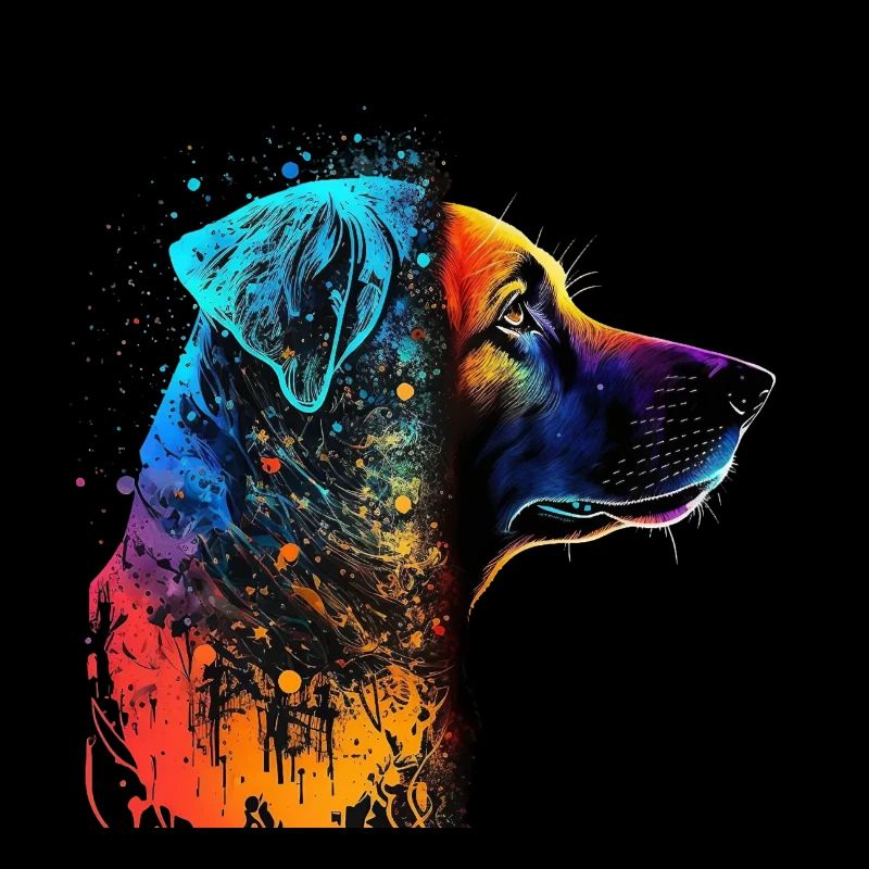 Chien dans une émeute de couleurs / Chien multicolore