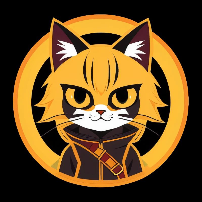 Dessin de chat d’anime orange et jaune