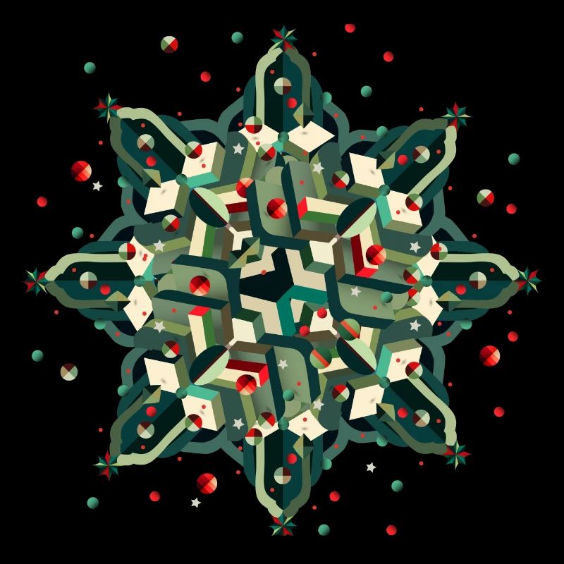 great poinsettia in geometric style