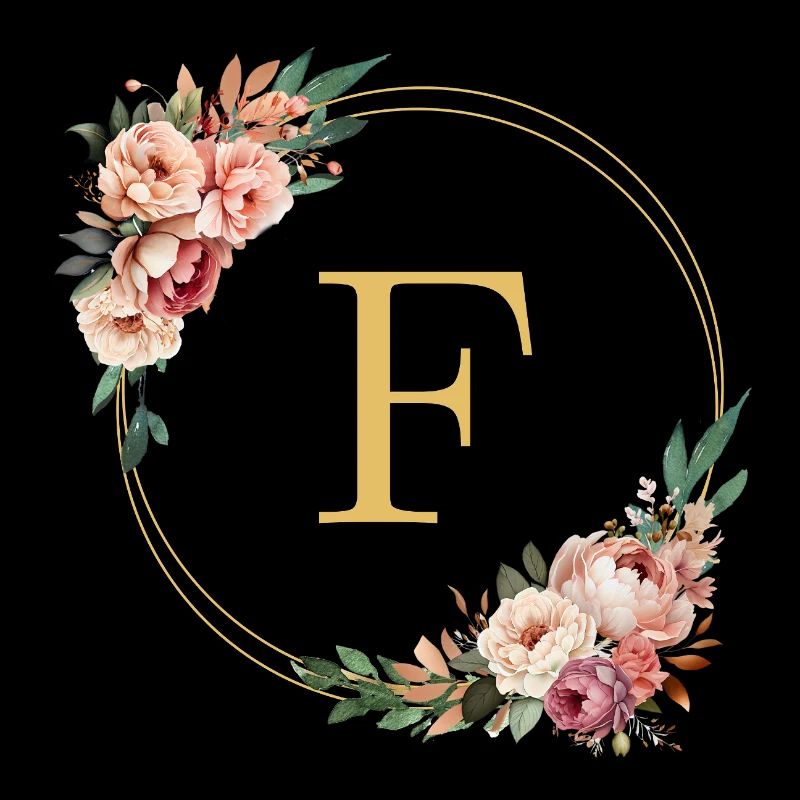 F Monogram, Flower Wreath, Personalizable