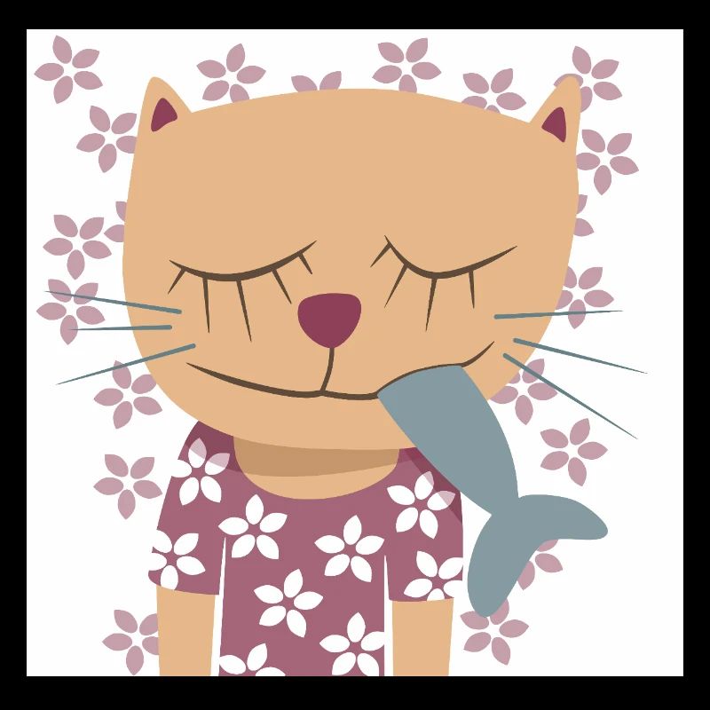 Cat Flowers Poster Spring Nursery Fish