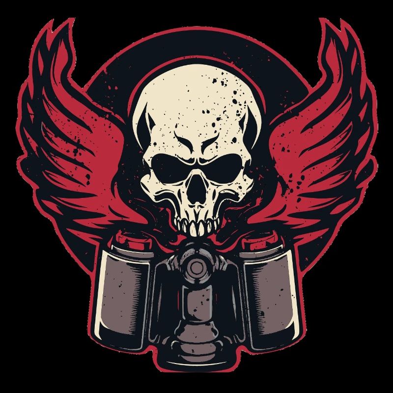 Piston Flaming Skull