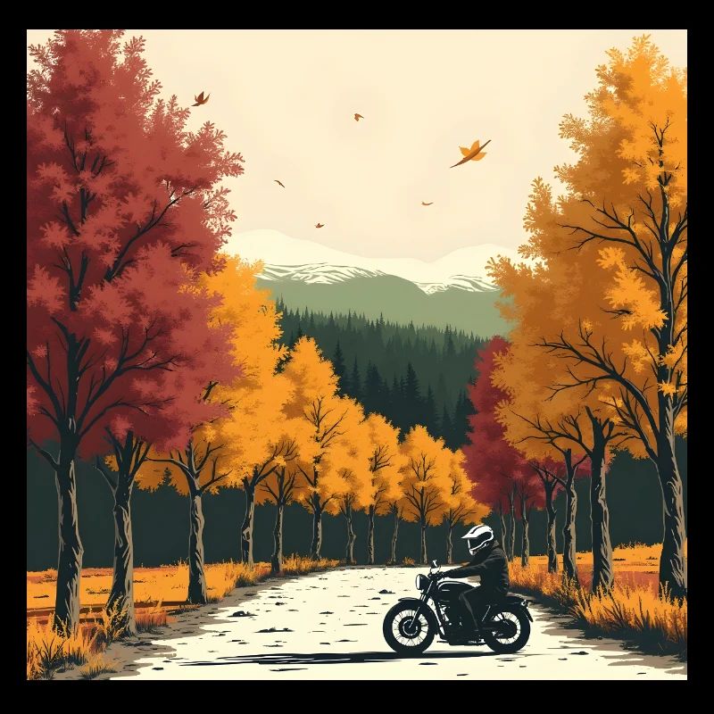 Rangée d’arbres à impression en bloc + vélo