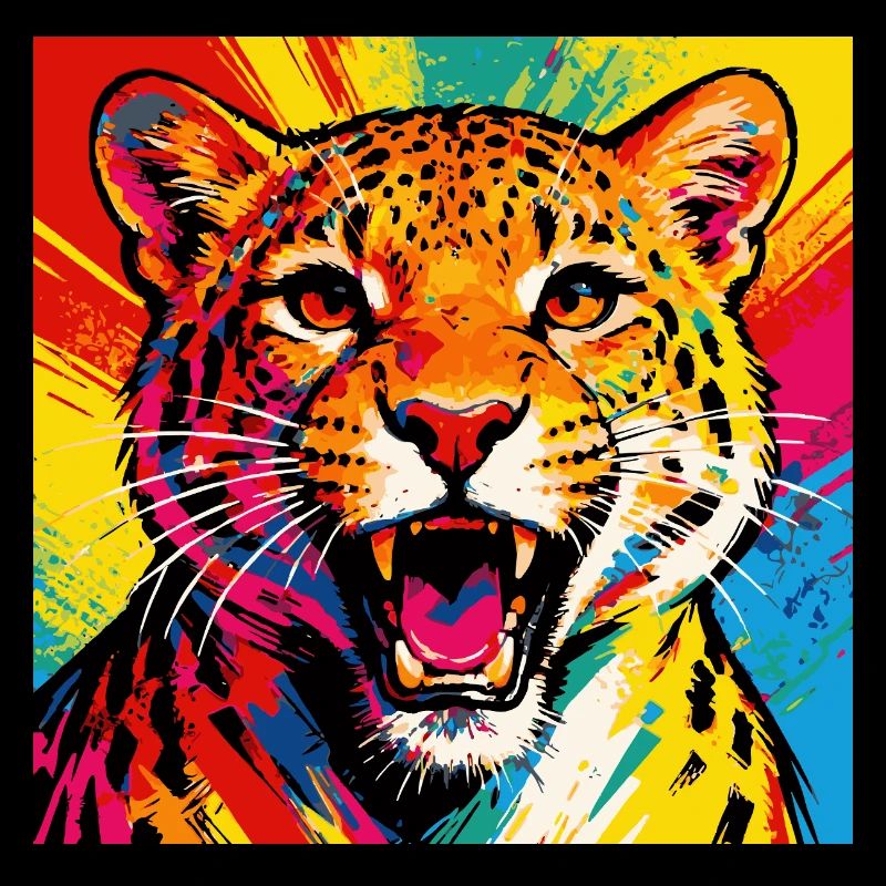 Explosion de couleurs du léopard pop art