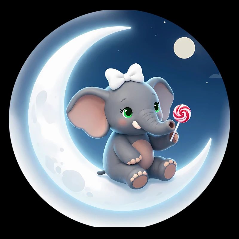 Biser de lune avec un éléphant à sucettes