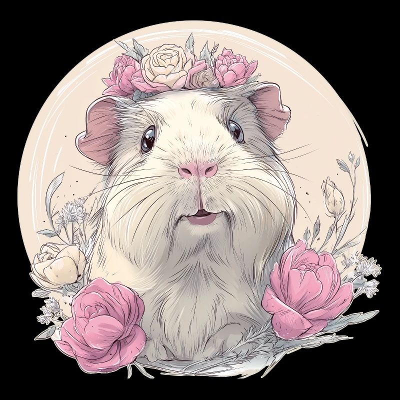 Cochon d’Inde avec des fleurs