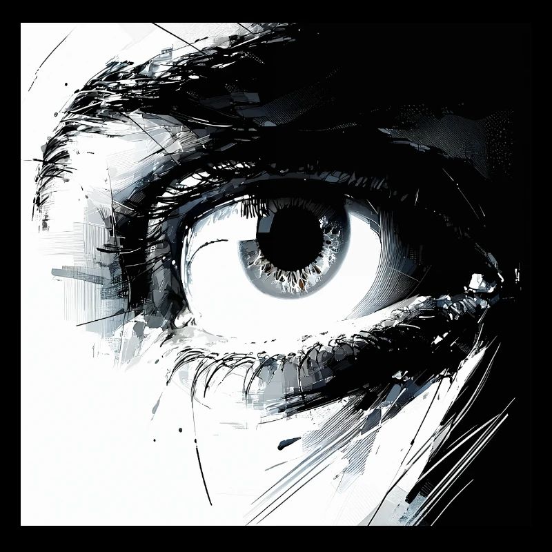 Œil abstrait en noir et blanc