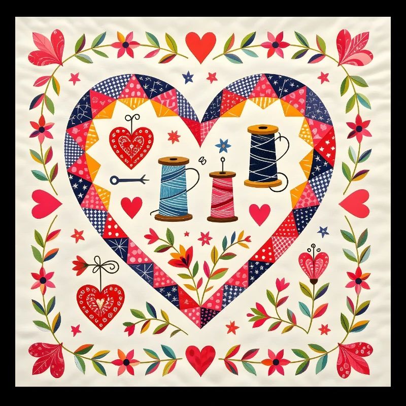 Patchwork Herz mit Garnen