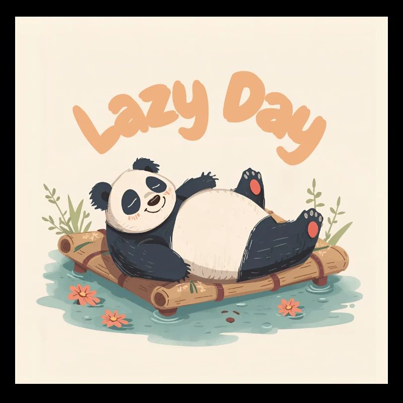 Panda napping on raft