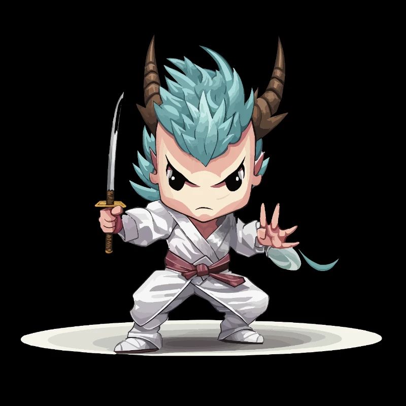 Chibi Krieger mit Katana