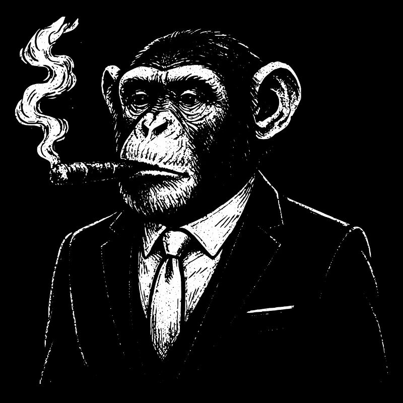 Chimp in suit smoking cigar