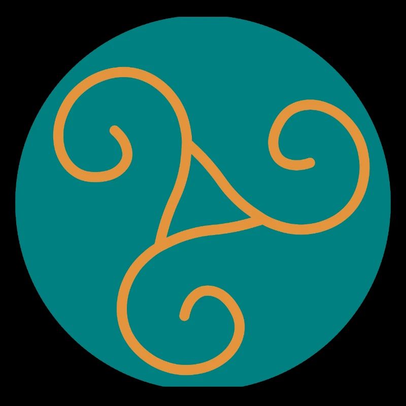 Decorative triskel in orange scrolls
