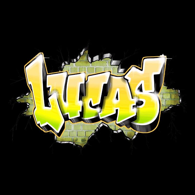 Lucas graffiti name yellow